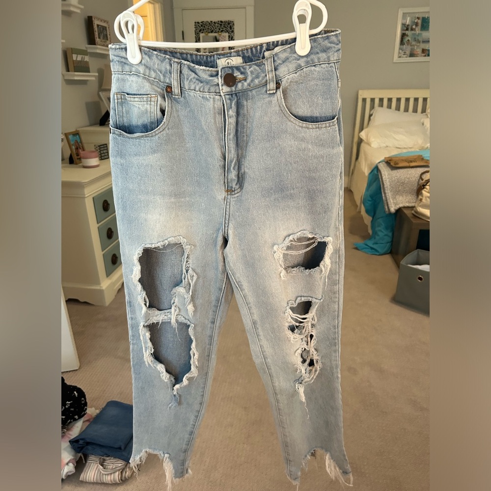 Cotton On Blue Boyfriend Jeans with Distressed Details